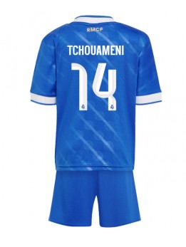 Billige Real Madrid Aurelien Tchouameni #14 Tredjedraktsett Barn 2025-26 Kortermet (+ Korte bukser)
